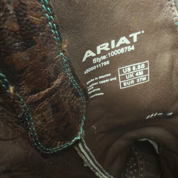 Ariat Presidio Chocolate Brown Turquoise Leather Boots Style 10008754 Size 6.5 - Picture 8 of 16